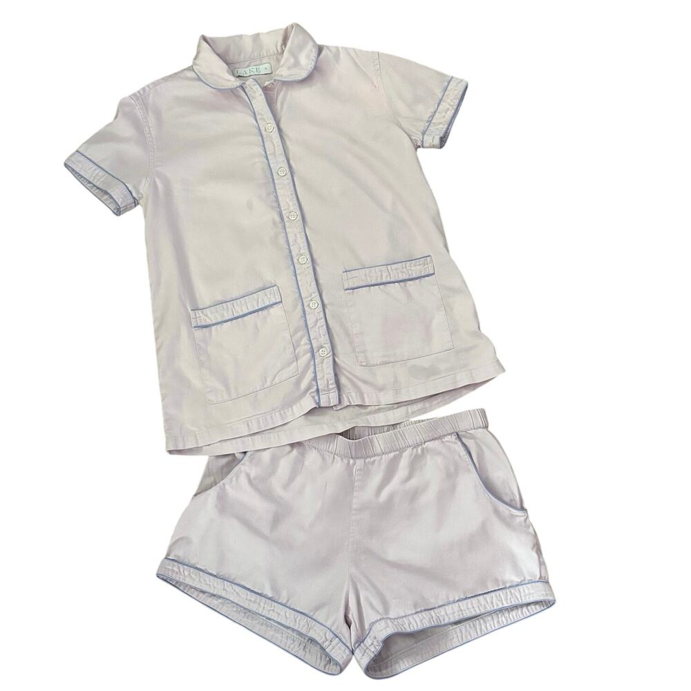 Light Lavender Short Sleeve Pajama Set with Contrast Trim